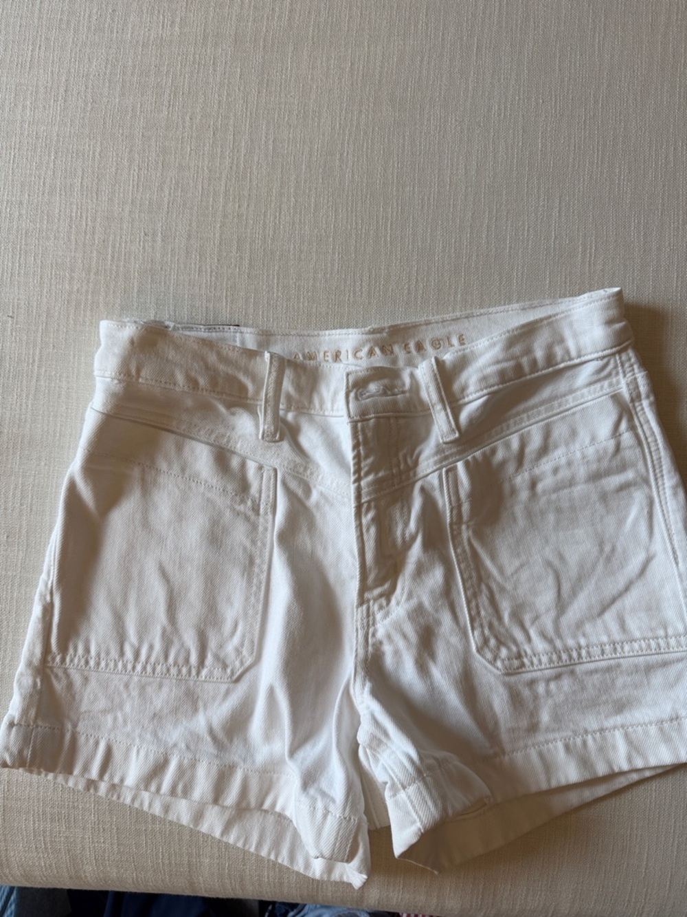 American Eagle Outfitters White High-Rise Patch Pocket Shorts